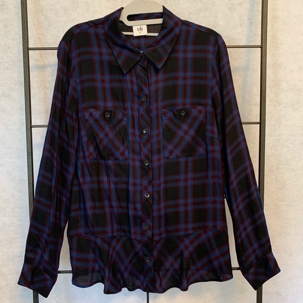 Cabi Women's Ruffle Bottom Flannel Shirt Women's Size‎ M